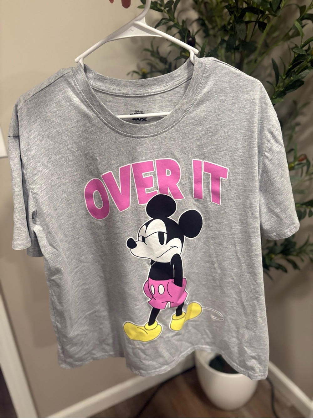'Over It' Grey Mickey Mouse Graphic Tee Size XXL
